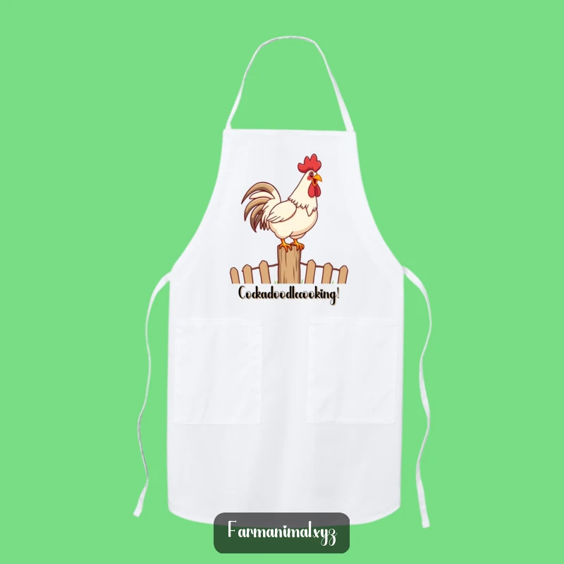 Funny Rooster Crowing Apron: Cook with Energetic Farm Flair