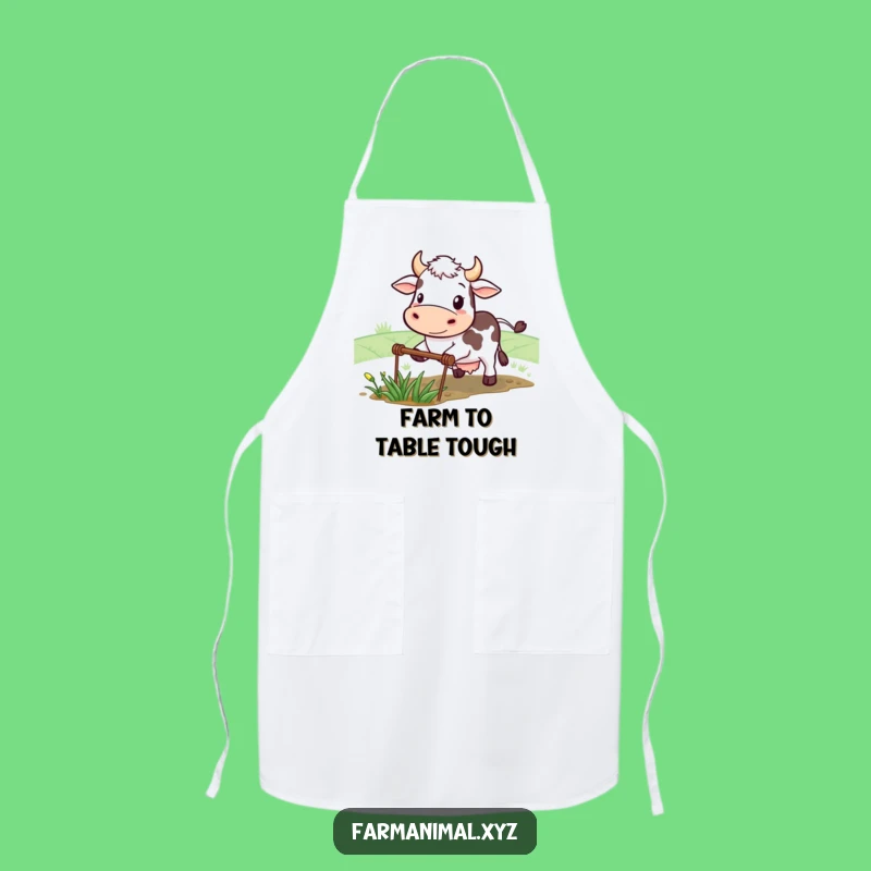 Funny Cow Plowing Apron: Cook with Determination and Farmyard Grins