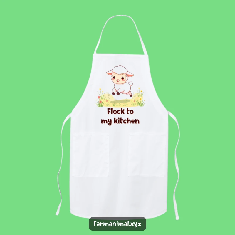 Funny Lamb Skipping Apron: Cook with Joy and Meadow-Inspired Whimsy