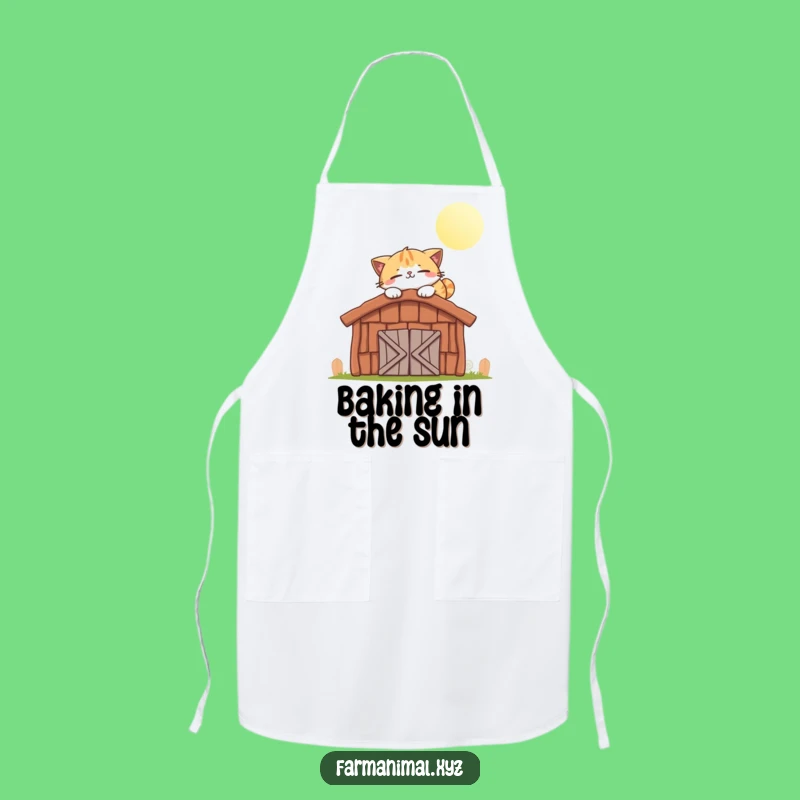 Funny Cat Napping Barn Roof Apron - Kitchen Calm for Feline Fans