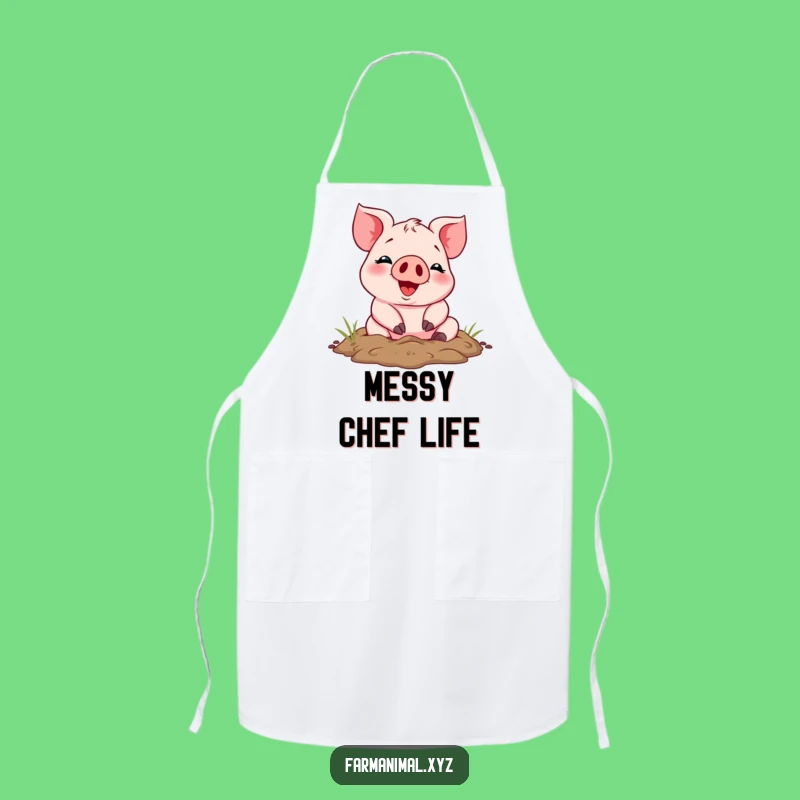 Funny Piglet Mud Rolling Apron: Hilarious Kitchen Fun for Messy Cooks