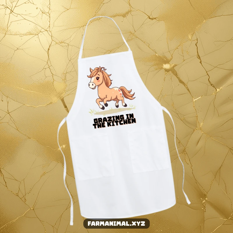 Happy Horse Galloping Apron, a horse gallops with flowing mane, a symbol of freedom in the kitchen.