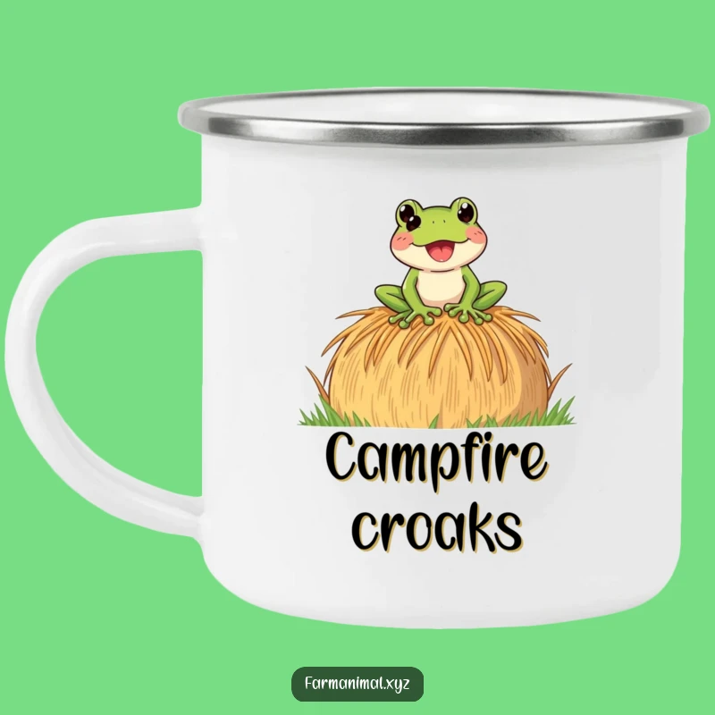 Funny Frog Croak Camping Mug: Adventure Fuel with a Hay Bale Singer - Perfect Outdoor Funny Gift!