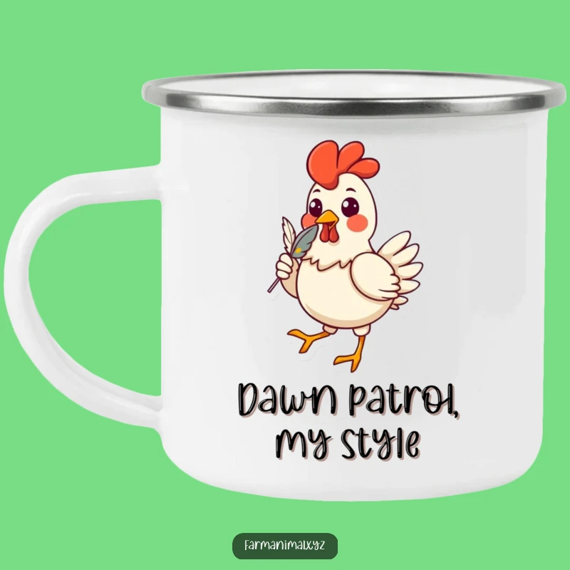 Funny Chicken Strutting Camping Mug: Adventure Fuelled by Feathered Friend Humor