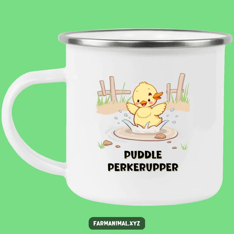 Durable Funny Duckling Puddle Camping Mug - Outdoor Adventure Fun
