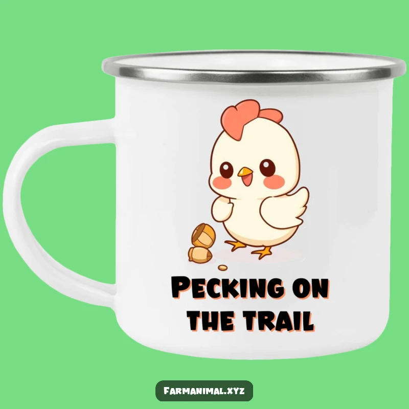 Funny Chicken Camping Mug: Durable Kernel Pecking Enamel Cup - A Humorous Outdoor Gift