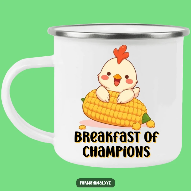 Funny Chicken Corn Camping Mug; Enjoy Farm Fun Outdoors With This Gift