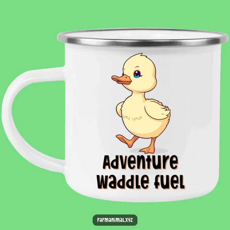 Funny Duckling Waddling Camping Mug: Adventure Fuel with Determination