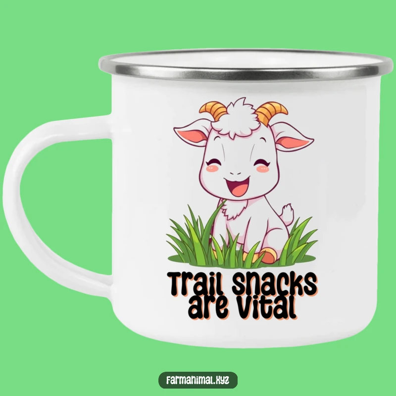 Funny Goat Camp Mug - Joyful Goat Munching, Outdoor Gift!