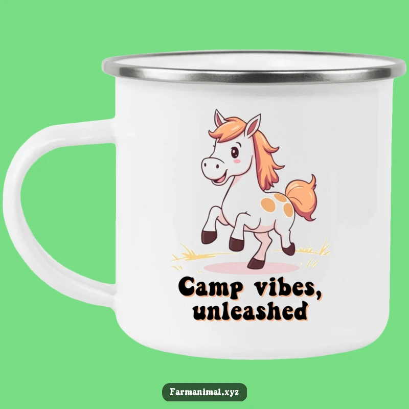 Funny Horse Kicking Camping Mug: Adventure with Pasture Joy and Humor