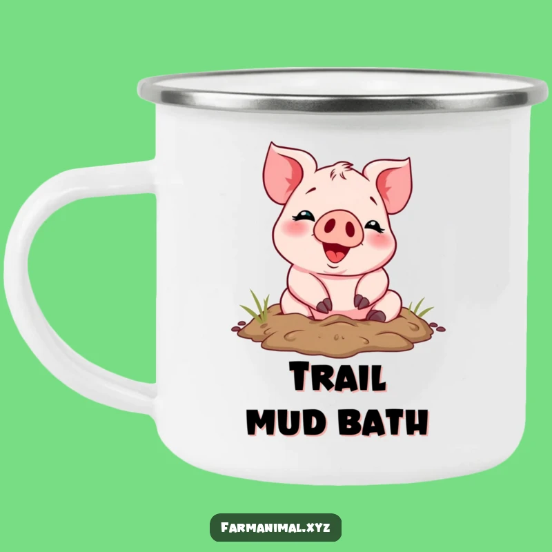 Funny Piglet Mud Rolling Camping Mug: Adventure Fuel with Swine Smiles