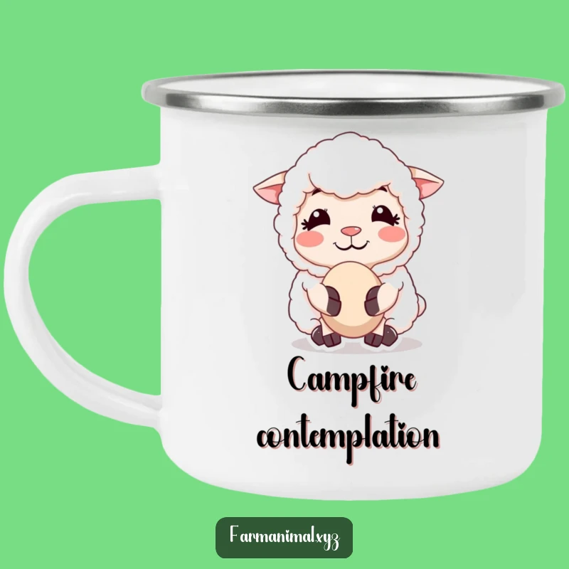Funny Sheep Chewing Cud Camping Mug - Peaceful Outdoor Moments