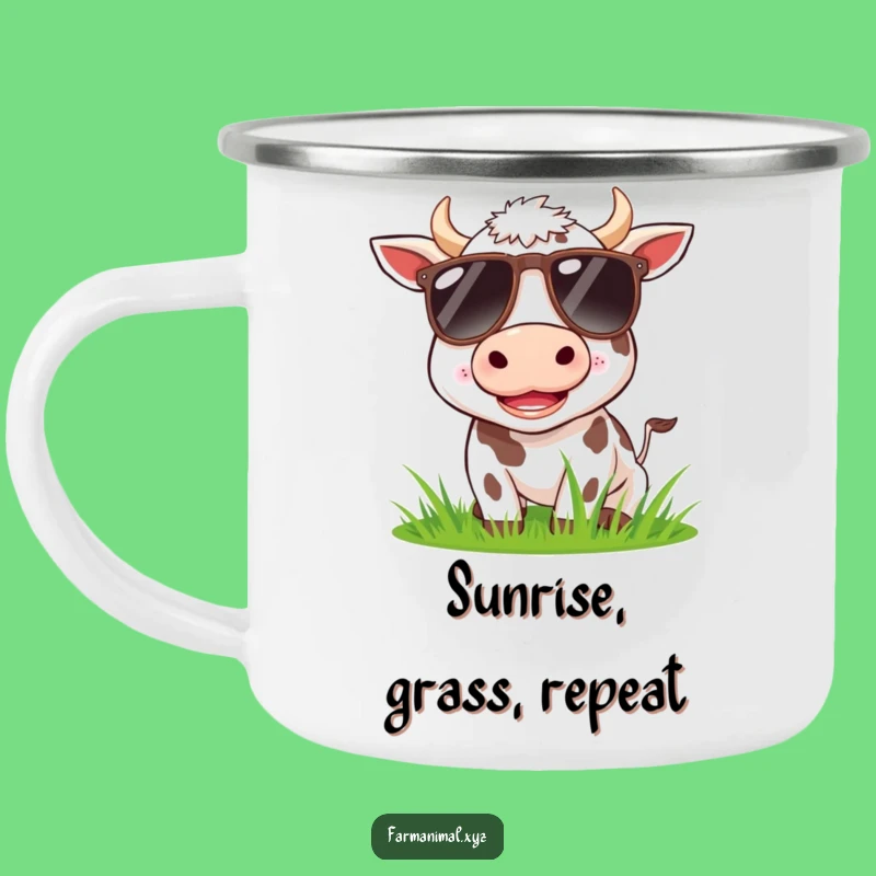 Funny Cow Sunglasses Camping Mug: Durable & Hilarious for Outdoor Adventures