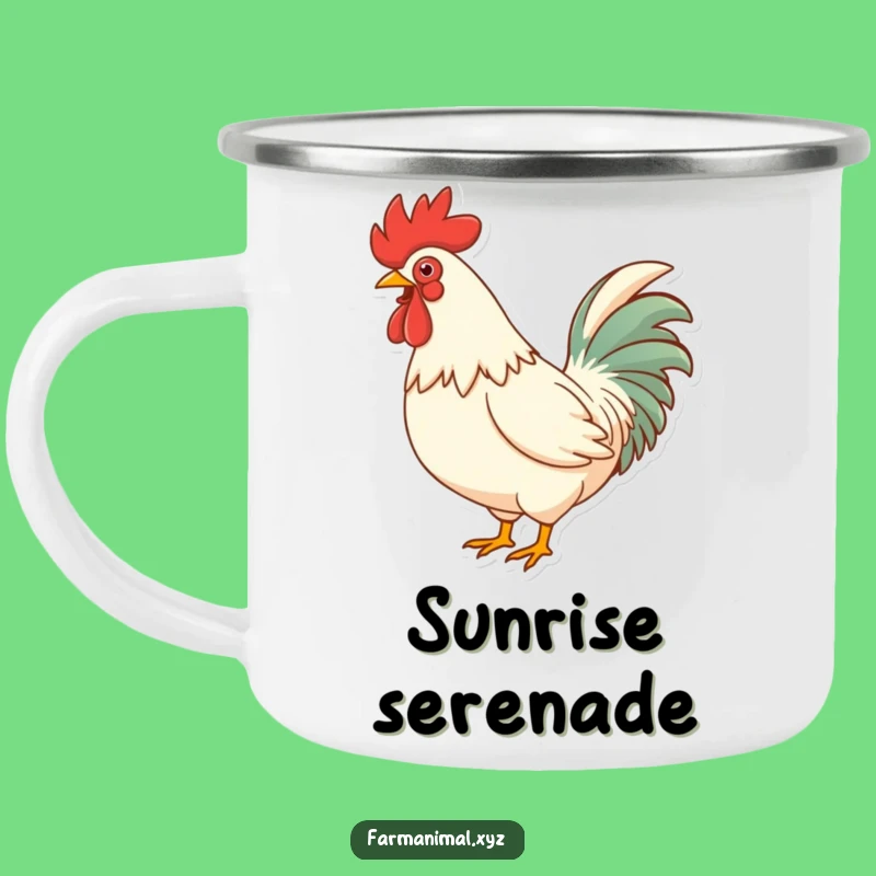Funny Rooster Crowing Camping Mug - Outdoor Laughs & Hot Beverages