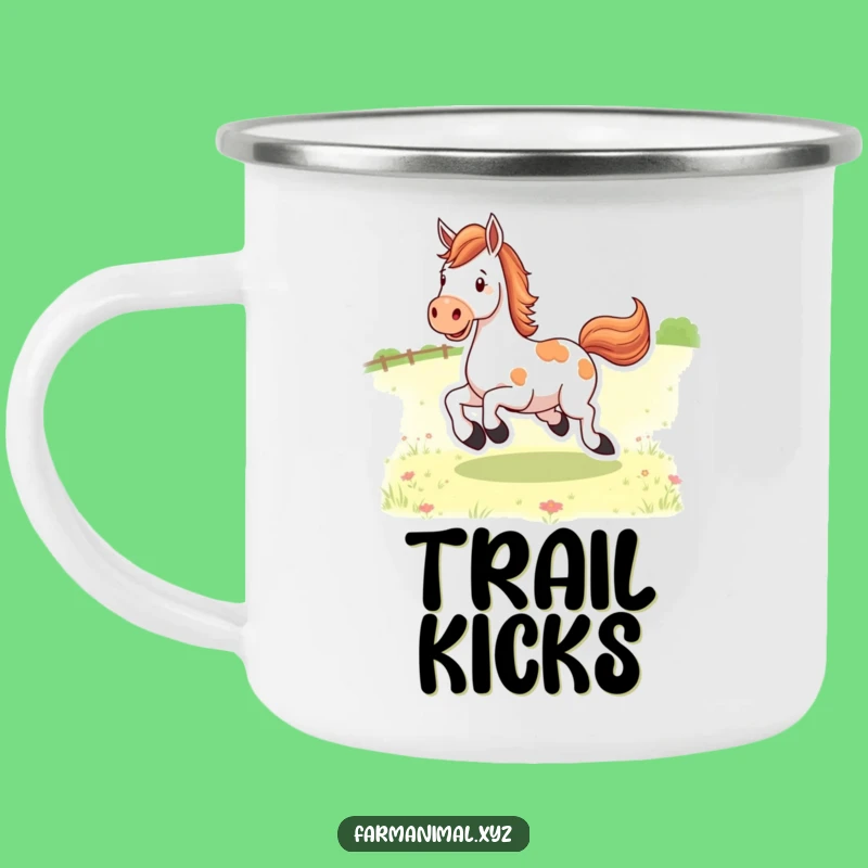 Funny Horse Kicking Heels Camping Mug: Adventure Fuel!