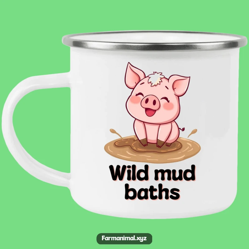 Funny Happy Pig Mud Camping Mug: Joyful Wallow, Perfect Outdoor Gift