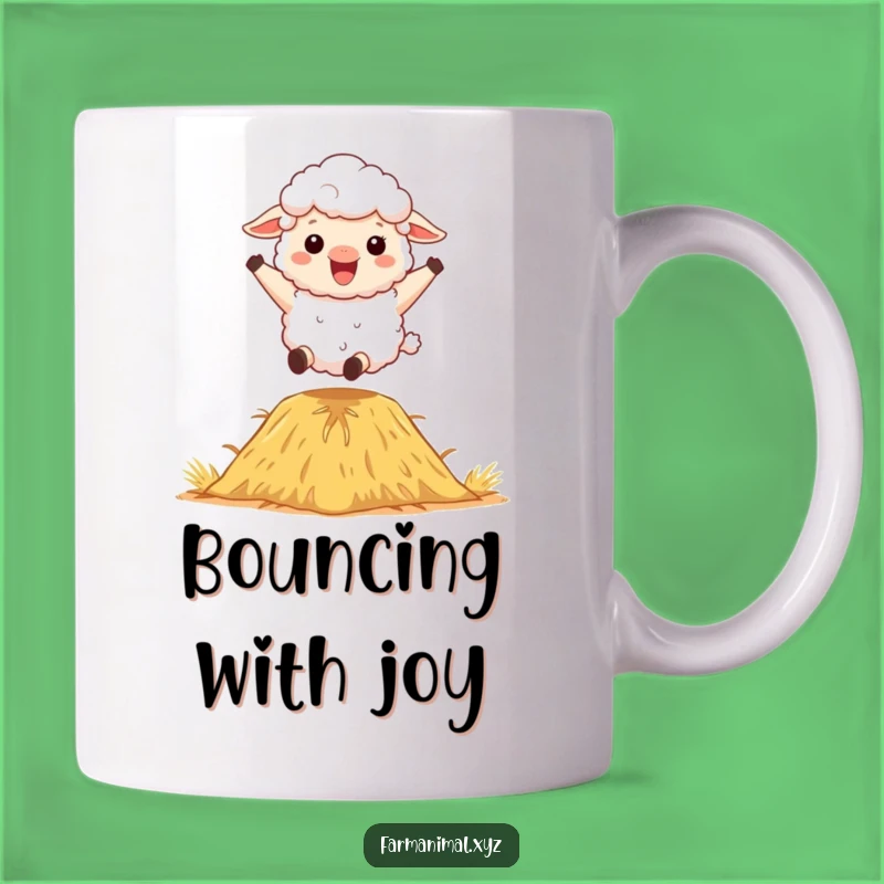 Funny Sheep Haystack Mug - Bouncing Joy, Fluffy Fun, Perfect Farm Gift