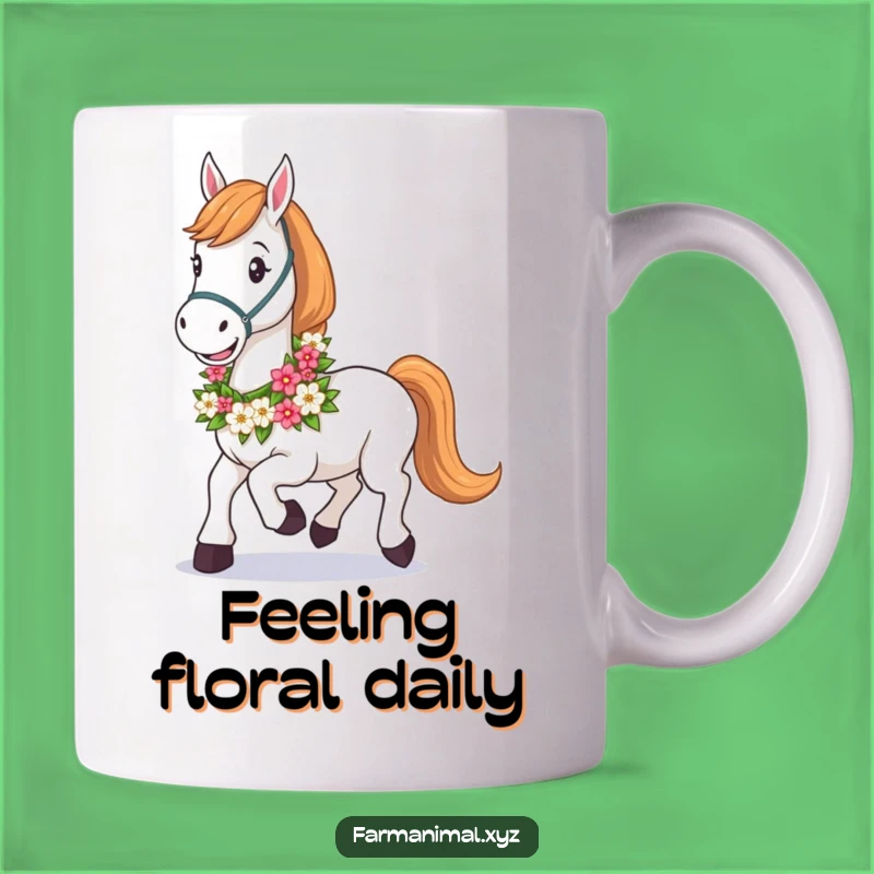 Funny Horse Garland Mug: A Joyful Trotter's Delightful & Funny Gift