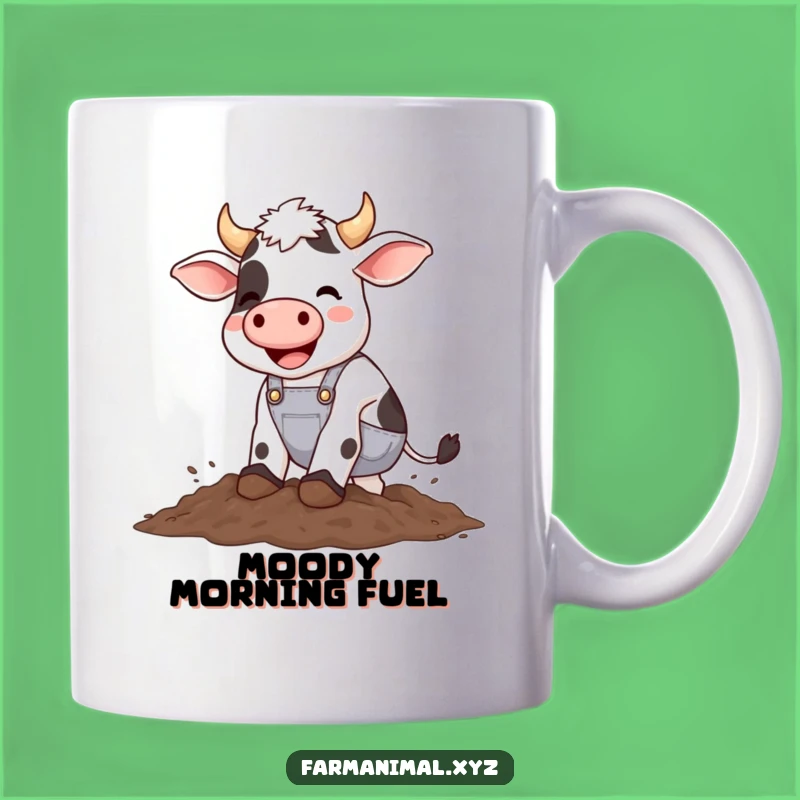 Funny Cow Stomping Mud Mug - Overalls Farm Humor Gift