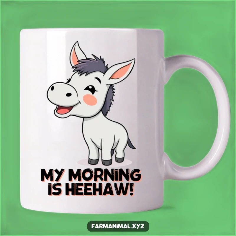 Funny Donkey Braying Mug, Happy Farm Animal Humor, Perfect Funny Gift