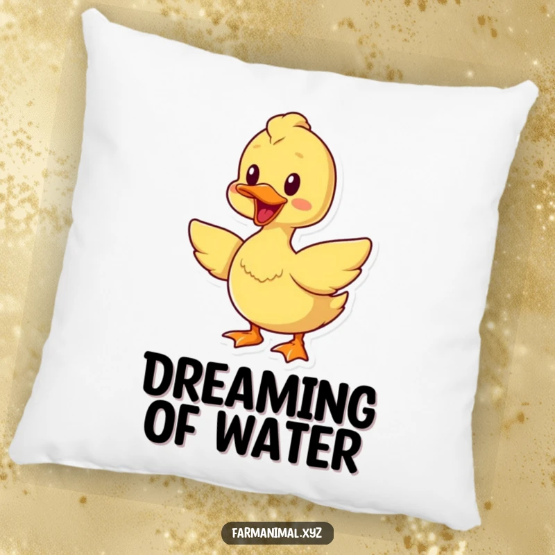 Funny cheerful duck pillow, quacking and flapping wings, soft and inviting, bringing farmyard cheer and humor.