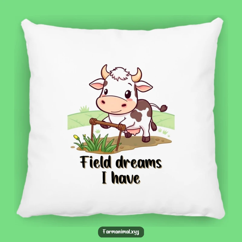 Funny Cow Plowing Pillow: Cozy Comfort with a Determined Farm Friend