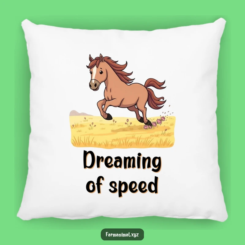 Funny Determined Horse Galloping Pillow: Cozy Equestrian Accent Gift