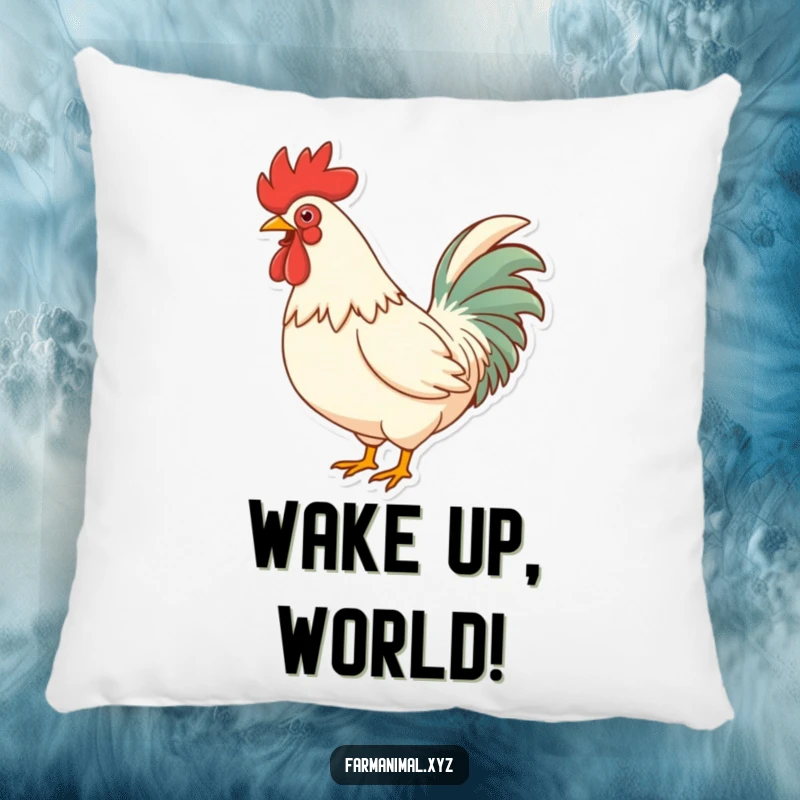 Funny Rooster Crowing Pillow, featuring a rooster chest puffed out, about to unleash a loud, comical crow, adding cozy humor to any room.