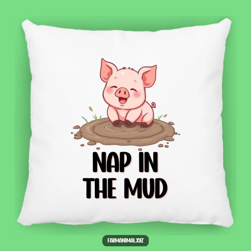 Funny Piglet Mud Bath Pillow - Soft & Cozy Farm Animal Accent Pillow, Gift