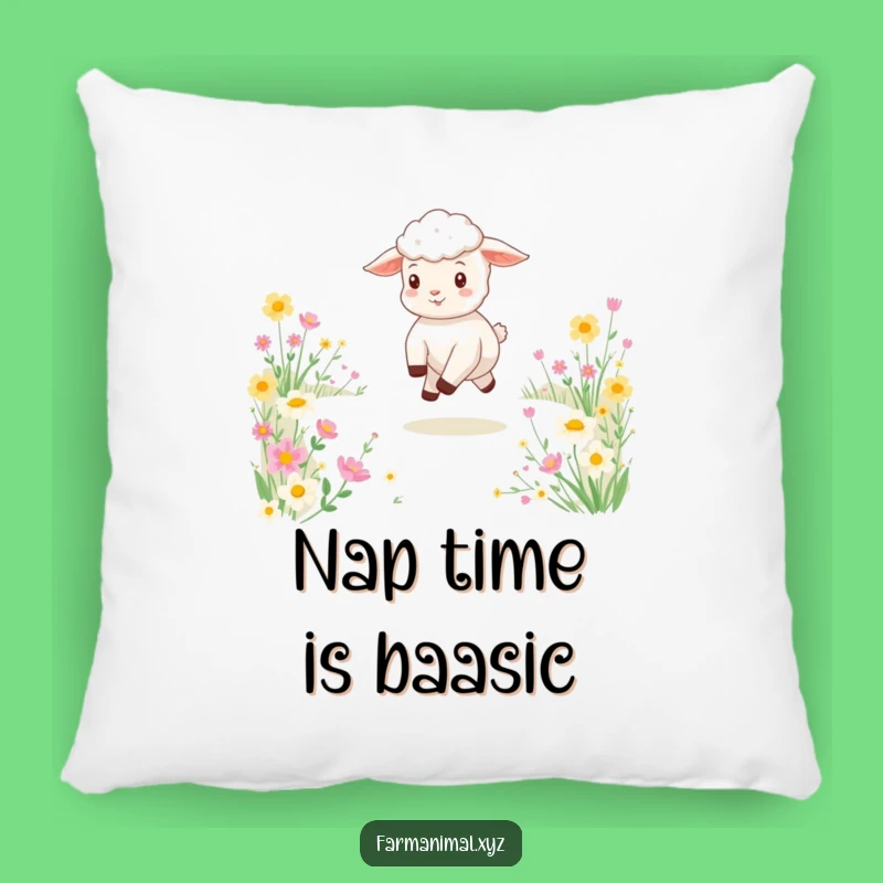 Funny Lamb Meadow Skip Pillow: Soft Playful Accent, Perfect Gift for Cozy Vibes