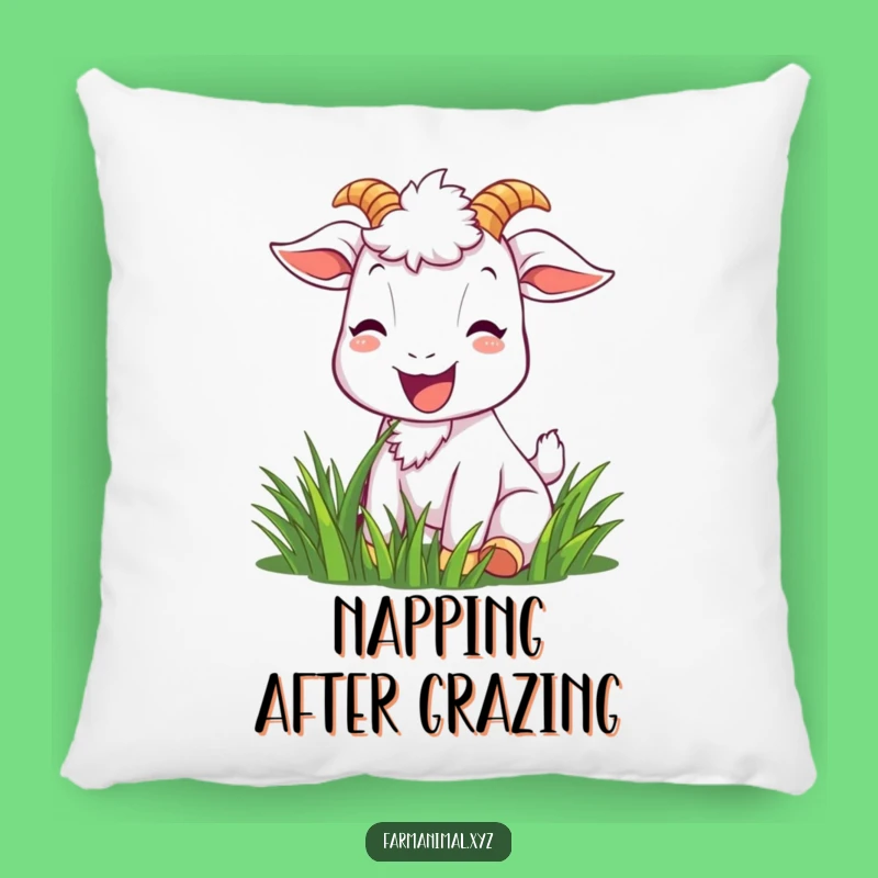 Funny Goat Pillow - Cozy Joyful Goat Munching, Accent Gift!