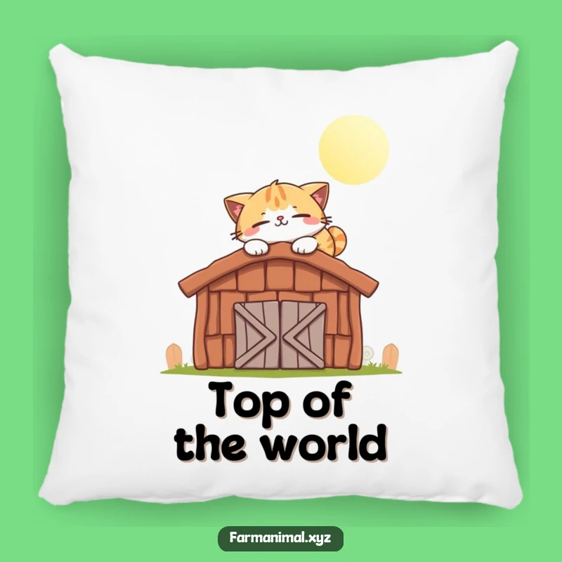 Funny Cat Napping Barn Roof Pillow - Cozy Feline Comfort for Cat Lovers