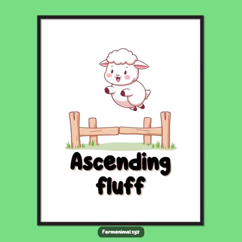 Funny Sheep Jumping Digital Print: Playful Ewe Art Gift