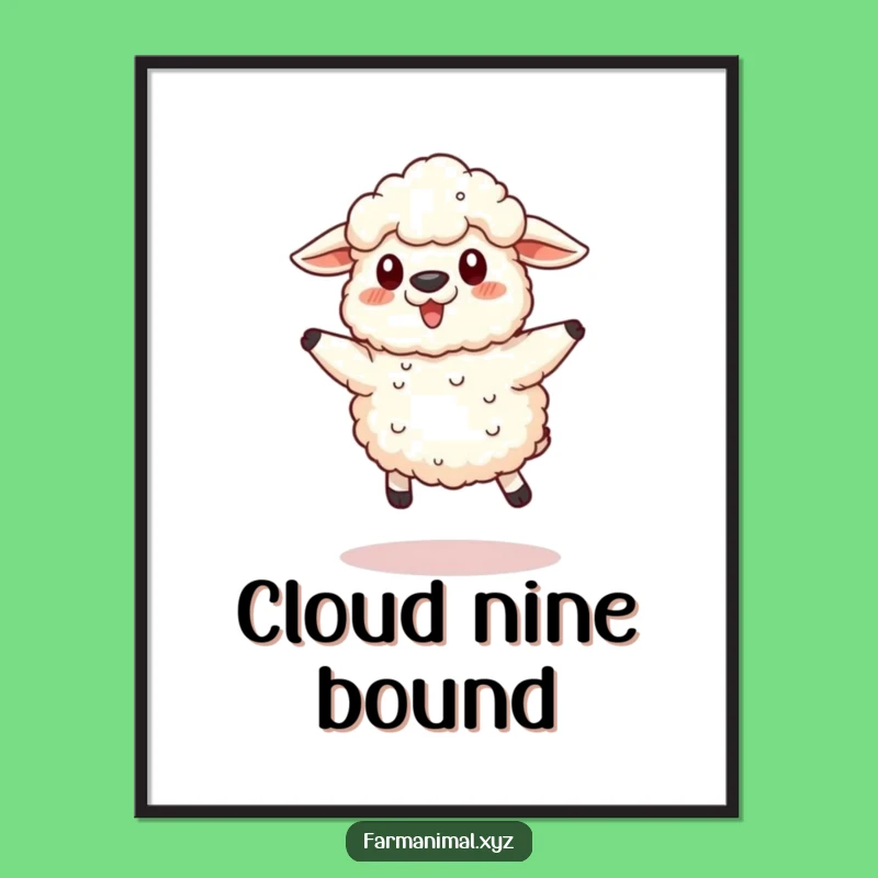 Funny Sheep Jump Digital Art: Fluffy Ewe's Leap for Your Walls - Amazing Funny Gift!