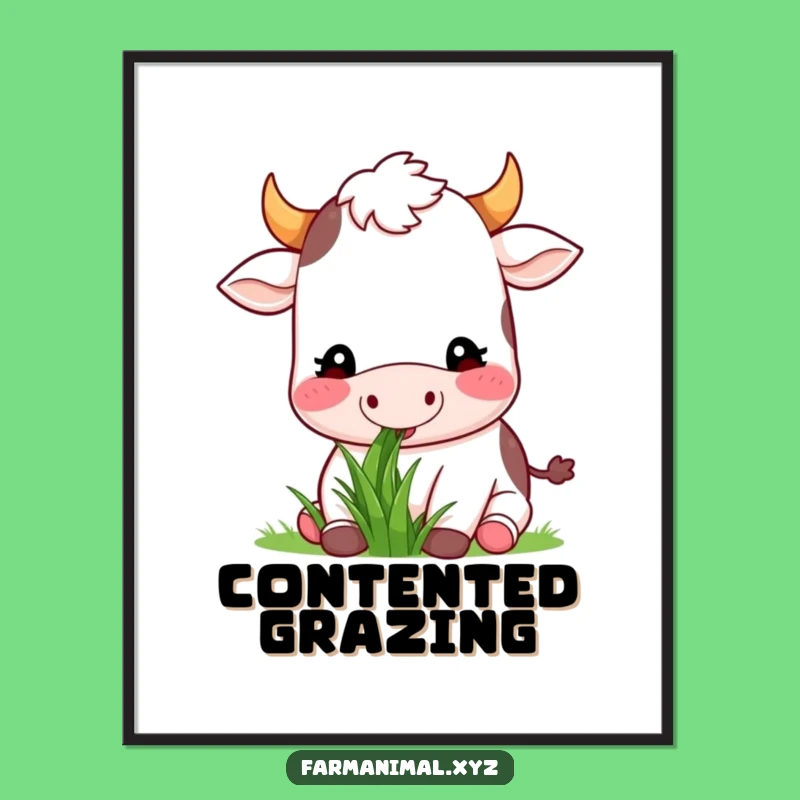 Funny Cow Munching Digital Art: Bring Hilarious Farm Peace Home