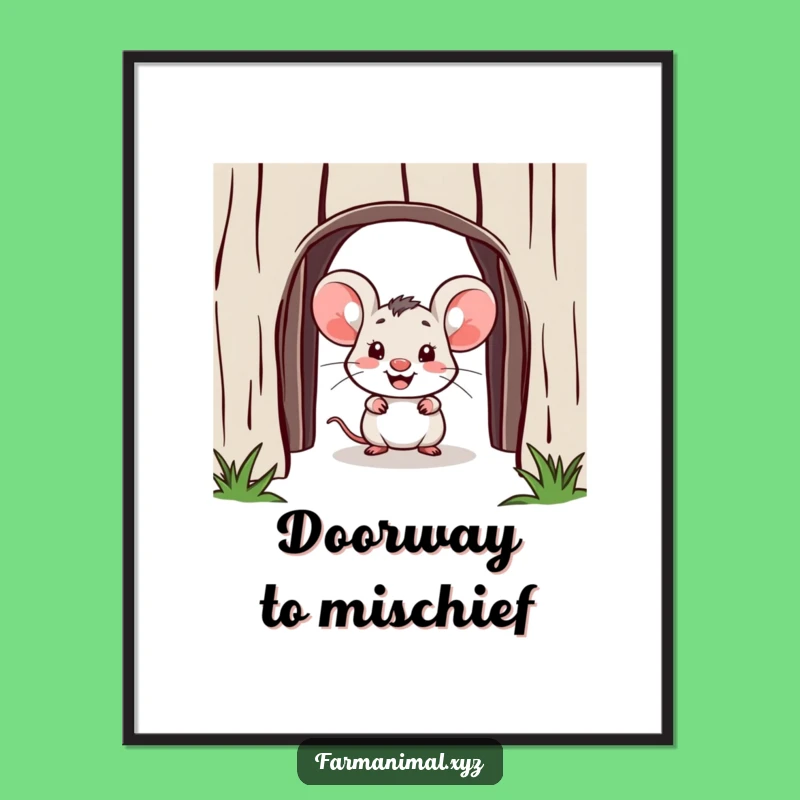 Funny Mouse Digital Art - Hilarious Barn Peek Instant Download Print