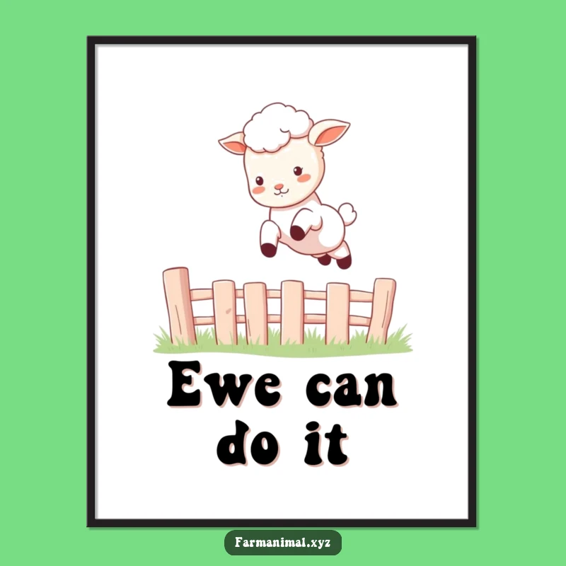 Funny Lamb Leap Digital Art: Printable Playful Animal Decor, Hilarious Jumping Sheep Art, Funny Gift