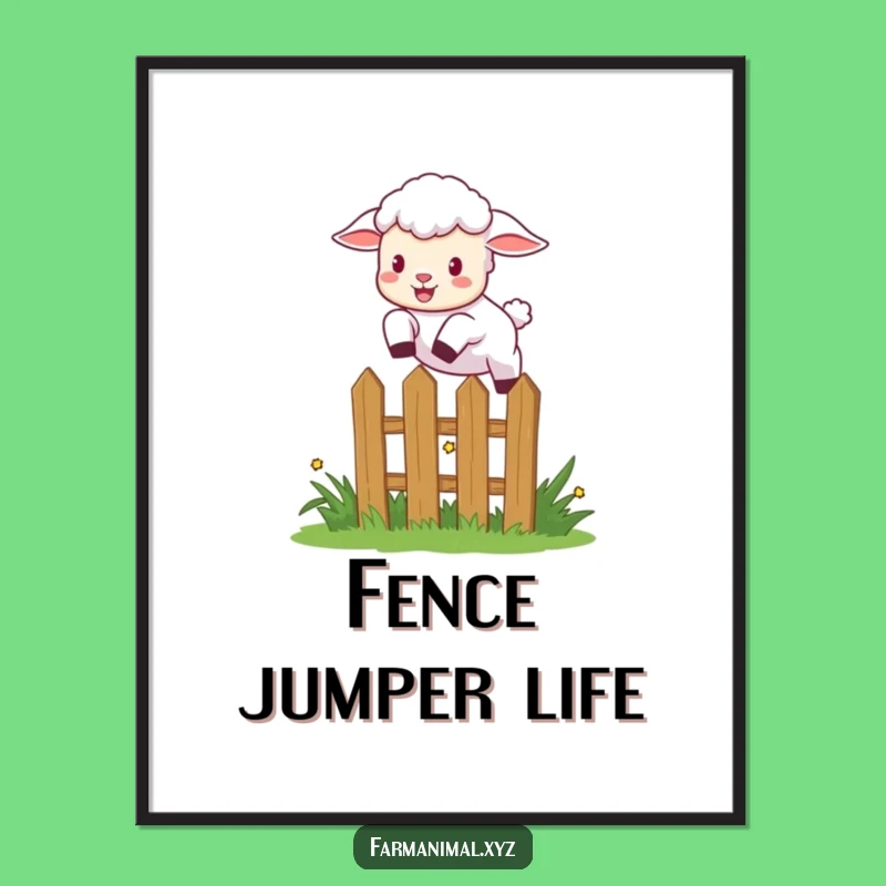 Instant Funny Lamb Leaping Digital Art - Printable Farm Charm