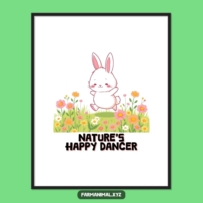 Funny Bunny Digital Art - Fluffy Bunny Hopping, Instant Wall Art Gift!
