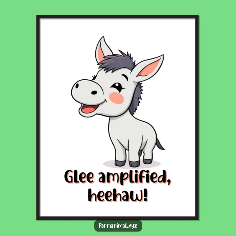 Funny Donkey Braying Digital Art, Happy Farm Print, Instant Funny Gift