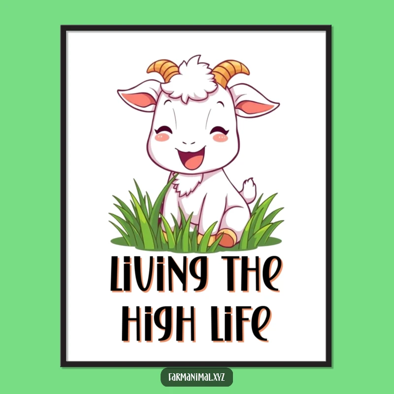 Funny Goat Digital Art - Joyful Goat Munching, Instant Wall Art Gift!