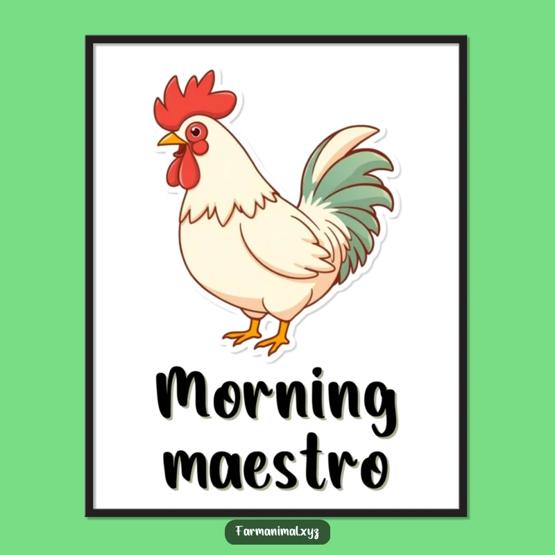 Funny Rooster Crowing Digital Art - Instant Farm Laughs for Your Walls