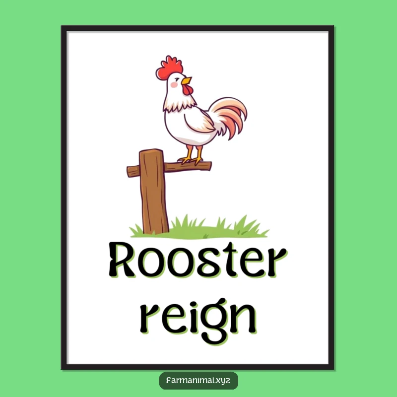 Funny Rooster Crowing Digital Art: Instant Morning Cheer!