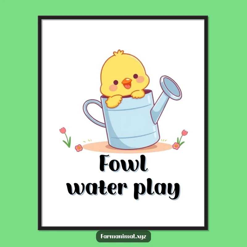 Instant Funny Chick Watering Can Digital Art - Printable Farmhouse Charm