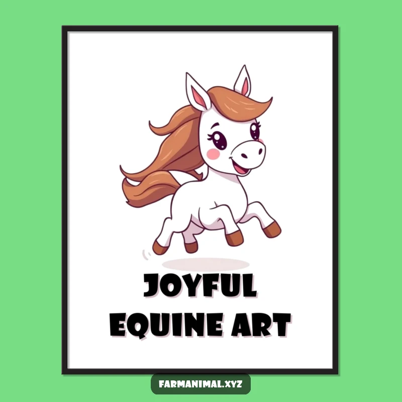 Funny Horse Digital Art: Energetic Galloping Joyful Equine Print, Instant Funny Gift Download