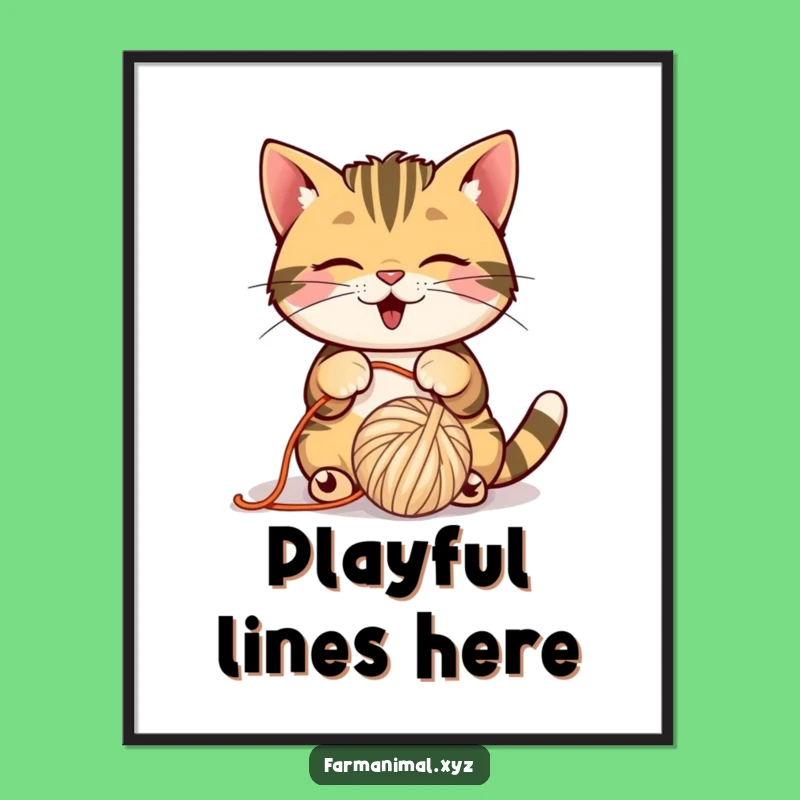 Funny Barn Cat Yarn Digital Art: Instant Download for Playful Decor