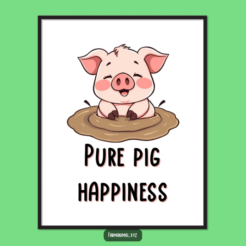 Funny Pig Mud Digital Art: Instant Joyful Decor for Farm Lovers