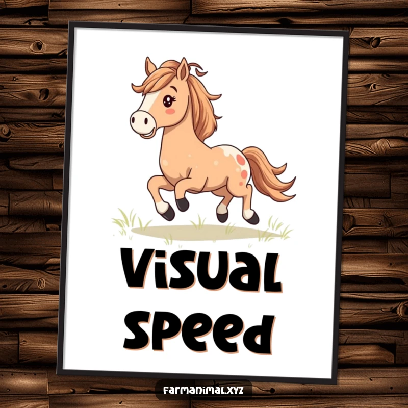 Happy Horse Galloping Digital Art Print, a horse gallops freely with a flowing mane, majestic and inspiring wall art.