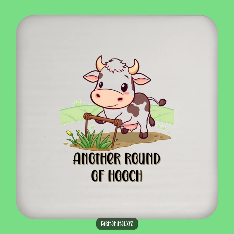 Funny Cow Plowing Drink Coasters: Protect Surfaces with Farmyard Toughness