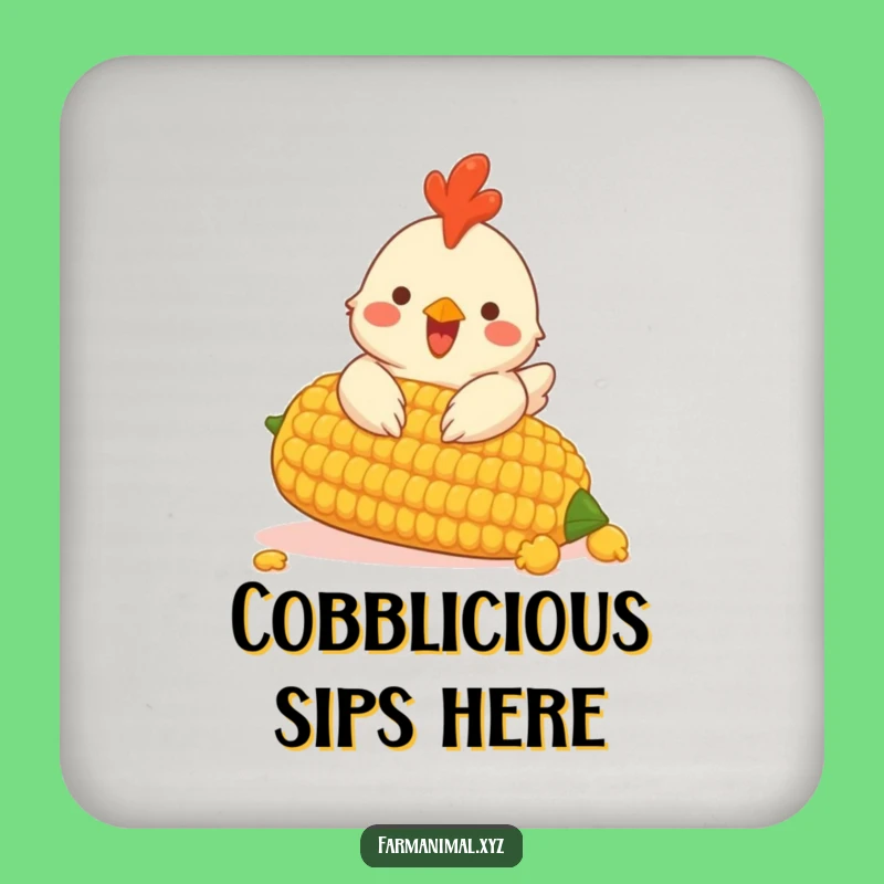 Funny Chicken Corn Drink Coaster; Protect Surfaces With Farmhouse Charm Gift